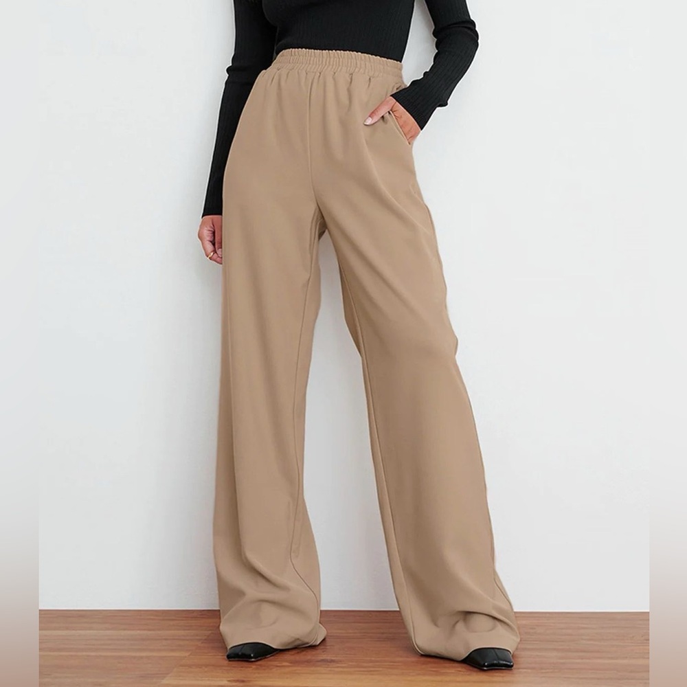 Commense Tan Wide-Leg Women's Pants